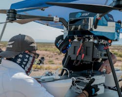 AT&amp;T technicians and civilian contractors assemble a Cell on Wings drone to provide 5G connectivity to individuals participating in the Advanced Battle Management Systems Onramp 2 at White Sands Missile Range, N.M., 27 Aug. 2020.