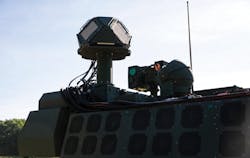 The Army evaluated a Directed Energy-Maneuver Short-Range Air Defense system, or DE M-SHORAD, aboard a Stryker combat vehicle in July 2021 at Fort Sill, Okla. The Army evaluated a Directed Energy-Maneuver Short-Range Air Defense system, or DE M-SHORAD, aboard a Stryker combat vehicle in July 2021 at Fort Sill, Okla.