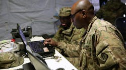 Army cyber security experts check the status of an Army network.