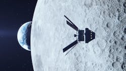 This image depicts the Lockheed Martin NASA Orion spacecraft during a recent orbit of the moon in preparation for future international space missions back to the moon. This image depicts the Lockheed Martin NASA Orion spacecraft during a recent orbit of the moon in preparation for future international space missions back to the moon.