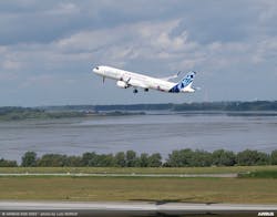 Airbus’ first A321XLR takes off for the first time in June from the Hamburg-Finkenwerder Airport. Airbus’ first A321XLR takes off for the first time in June from the Hamburg-Finkenwerder Airport.