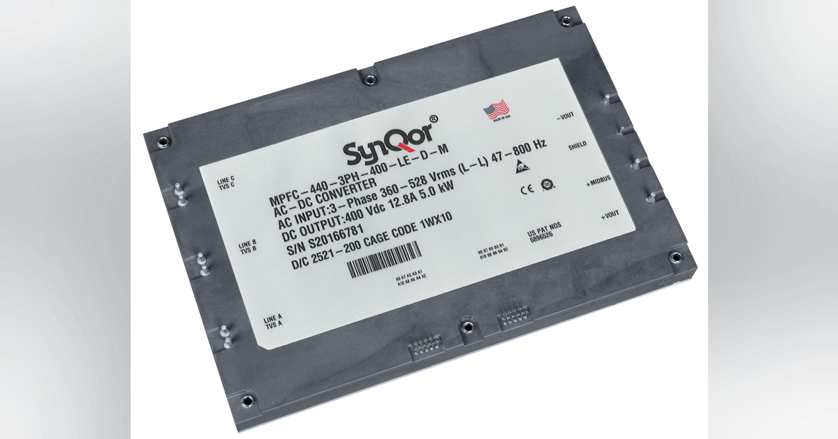 SynQor® Releases a Military Grade Non-Isolated 3-Phase Power Factor ...