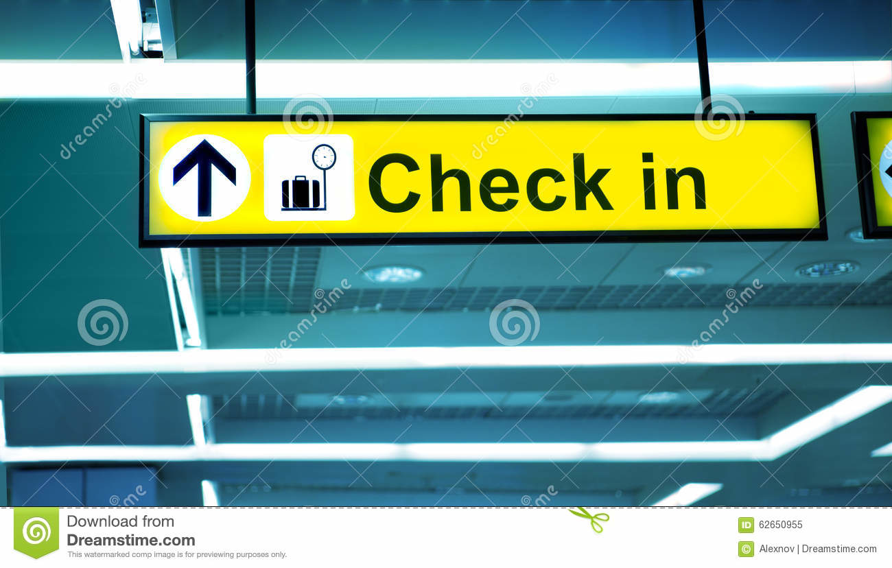 Airport Check Area Sign Pointing To 62650955