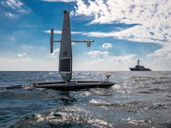A Saildrone Explorer unmanned surface vessel and the guided-missile destroyer USS Delbert D. Black (DDG 119) operate in the Arabian Gulf. Navy photo A Saildrone Explorer unmanned surface vessel and the guided-missile destroyer USS Delbert D. Black (DDG 119) operate in the Arabian Gulf. Navy photo