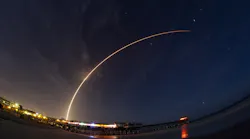 Cut: A two minute time exposure of the Altas V launch from Cape Canaveral Air Force Station, Florida. The 19-story United Launch Alliance Atlas V rocket carrying twin NASA satellites lifts off from Launch Complex 41. The photo was taken on the beach at Cocoa Beach with the fishing pier in the foreground. Photo 26393521 © Mikephotos | Dreamstime.com