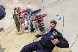 In a project led by Purdue University and supported by NASA TechFlights, researchers test various health care-related technologies in microgravity on a parabolic flight on November 16, 2022, to aid surgery in the uniquely challenging environment of space. Credits: Zero Gravity Corporation / Steve Boxall