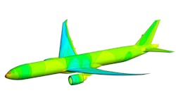 Using Ansys CFX, Lufthansa Technik created a CFD model of the Boeing 777-300ER including realistic wing shape. This helped determine the pressure distribution and corresponding forces and moments which act on the aircraft. Using Ansys CFX, Lufthansa Technik created a CFD model of the Boeing 777-300ER including realistic wing shape. This helped determine the pressure distribution and corresponding forces and moments which act on the aircraft.