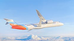 NASA and Boeing unveiled the new X-66A livery at EAA AirVenture Oshkosh. Boeing image. NASA and Boeing unveiled the new X-66A livery at EAA AirVenture Oshkosh. Boeing image.