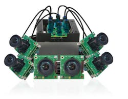 This photo from e-con systems that shows six 8-megapixel 4K cameras streaming data to an NVIDIA Jetson Orin general-purpose graphics unit microprocessor. It is the same one used in the General Micro Systems rugged X9-AI small-form-factor-system.