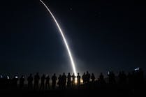 A U.S. Air Force Global Strike Command unarmed Minuteman III intercontinental ballistic missile launches during a test last year at Vandenberg Space Force Base, Calif.