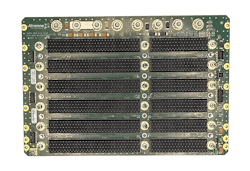 This OpenVPX, six-slot Gen-5 backplane is from Atrenne Systems in Brockton, Mass.