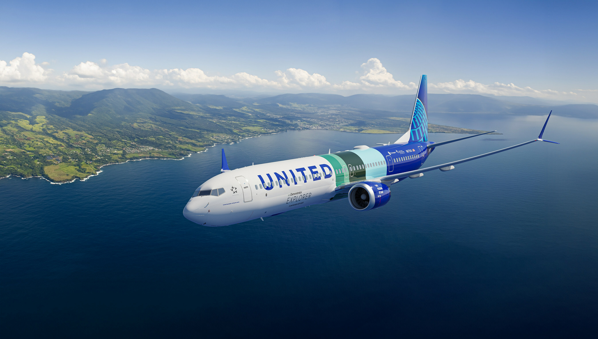 Boeing is partnering with NASA and United Airlines for in-flight testing to measure how sustainable aviation fuel (SAF) affects contrails and non-carbon emissions, in addition to reducing the fuel&rsquo;s life cycle climate impact. Shown here, Boeing&rsquo;s second ecoDemonstrator Explorer, a 737-10 destined for United Airlines with LEAP-1B engines, will fly with 100% SAF and conventional jet fuel in separate tanks and alternate fuels during testing. Boeing image.