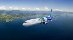 Boeing is partnering with NASA and United Airlines for in-flight testing to measure how sustainable aviation fuel (SAF) affects contrails and non-carbon emissions, in addition to reducing the fuel’s life cycle climate impact. Shown here, Boeing’s second ecoDemonstrator Explorer, a 737-10 destined for United Airlines with LEAP-1B engines, will fly with 100% SAF and conventional jet fuel in separate tanks and alternate fuels during testing. Boeing image.