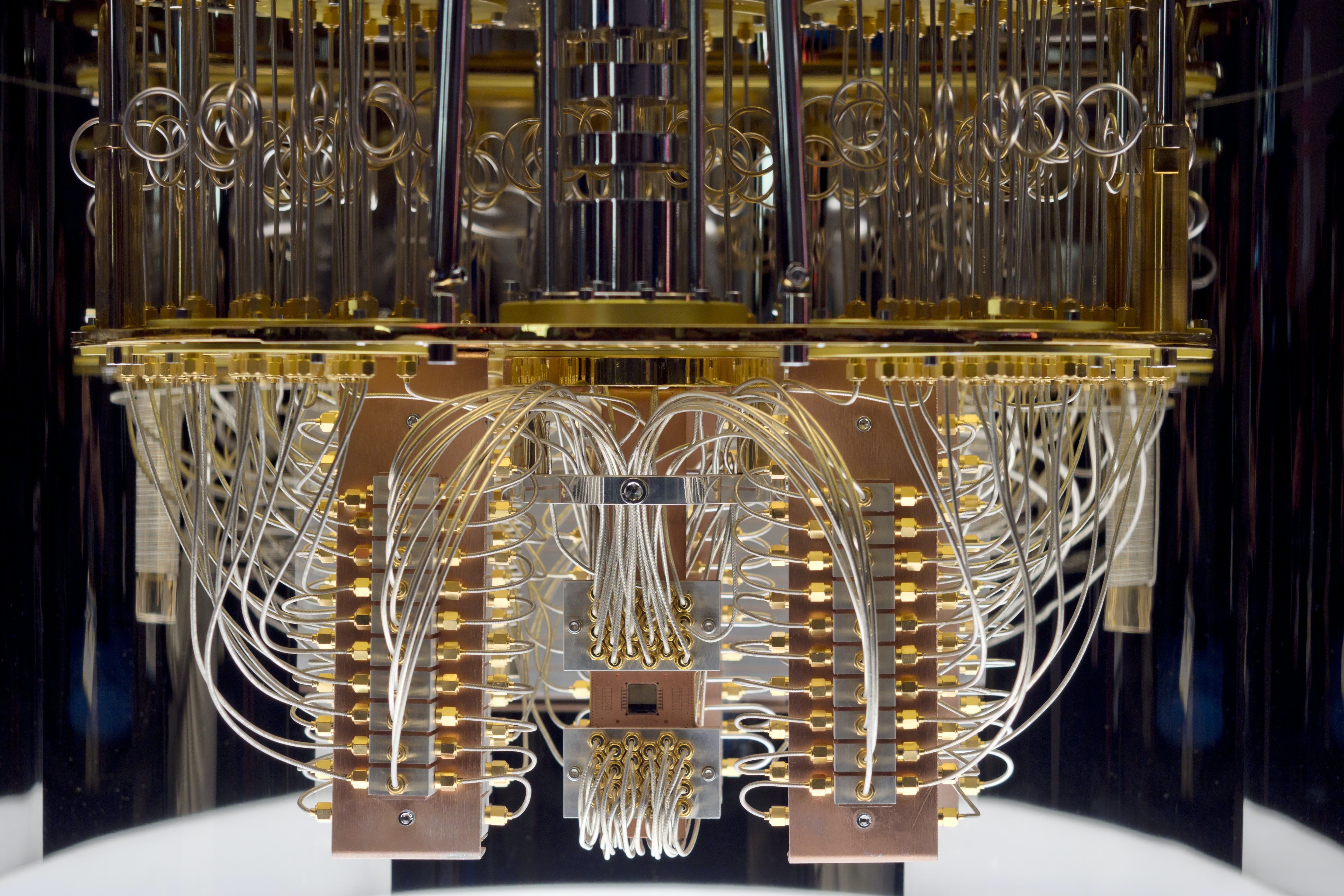 IBM's Q System One quantum computer on display at the Consumer Electronics Show in 2020. Quantum computers capable of cryptography may make current encryption technology easily bypassible.