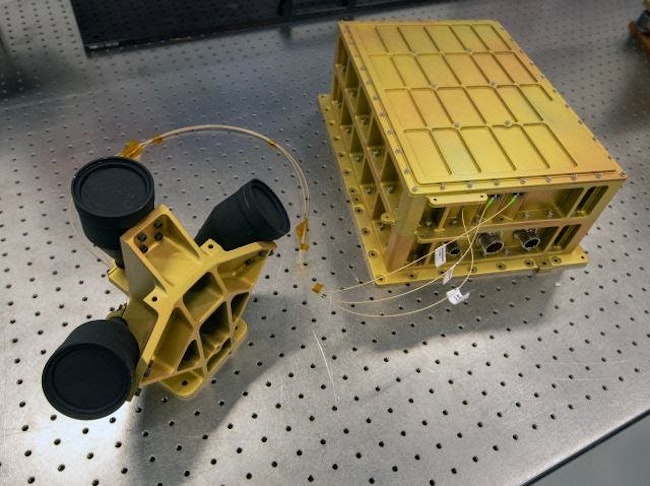 Navigation Doppler Lidar is a guidance system that uses laser pulses to precisely measure velocity and distance. NASA will demonstrate NDL’s capabilities in the lunar environment during the IM-1 mission. Credits: NASA / David C. Bowman.