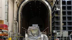 After completing final integration, Ball Aerospace technicians transport the Nancy Grace Roman Space Telescope's Wide Field Instrument (WFI) into Ball’s largest thermal vacuum chamber to begin environmental testing at a Ball facility in Boulder, Colorado. Ball photo.