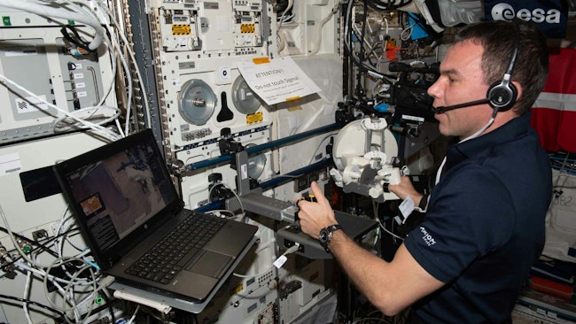 As part of the 'Surface Avatar' experiment, Swedish ESA astronaut Marcus Wandt commanded various robotic systems from the International Space Station ISS. ESA/NASA photo.