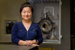 Li Qiao, a professor in Purdue University’s College of Engineering, is testing a Tesla valve-inspired design to improve the performance of rotating detonation engines. Purdue University photo. Li Qiao, a professor in Purdue University’s College of Engineering, is testing a Tesla valve-inspired design to improve the performance of rotating detonation engines. Purdue University photo.