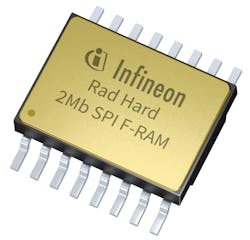 The 2 Mb density F-RAM with SPI is the first in its family of rad hard non-volatile F-RAMs. The devices have virtually infinite endurance with no wear leveling, with 10 trillion read/write cycles and 120 years data retention at 85&deg;C, at an operating voltage range of 2.0 V to 3.6 V.