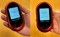 The hand-held unit on the left has translated “Please take off your shoes” in Spanish. The unit on the right has it translated into Vietnamese. (TSA photo) The hand-held unit on the left has translated “Please take off your shoes” in Spanish. The unit on the right has it translated into Vietnamese. (TSA photo)