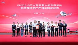 The CAAC issued the Production Certificate for EH216-S to EHang. Ehang photo.