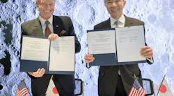 NASA Administrator Bill Nelson, left, and Japan’s Minister of Education, Culture, Sports, Science and Technology Masahito Moriyama, hold signed copies of an historic agreement between the United States and Japan to advance sustainable human exploration of the Moon, Tuesday, 9 April 2024, at the NASA Headquarters Mary W. Jackson Building in Washington. Under the agreement, Japan will design, develop, and operate a pressurized rover for crewed and uncrewed exploration on the Moon. NASA will provide the launch and delivery of the rover to the Moon as well as two Japanese astronaut missions to the lunar surface. Photo Credit: (NASA/Bill Ingalls)