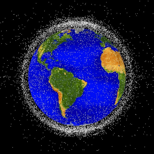 Low Earth orbit, the focus of volume one of NASA's Space Sustainability Strategy, is the most concentrated area for orbital debris. This computer-generated image showcases objects that are currently being tracked. NASA ODPO image.