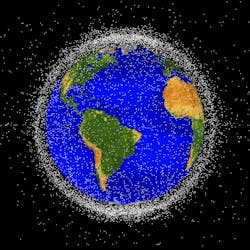 Low Earth orbit, the focus of volume one of NASA's Space Sustainability Strategy, is the most concentrated area for orbital debris. This computer-generated image showcases objects that are currently being tracked. NASA ODPO image. Low Earth orbit, the focus of volume one of NASA's Space Sustainability Strategy, is the most concentrated area for orbital debris. This computer-generated image showcases objects that are currently being tracked. NASA ODPO image.