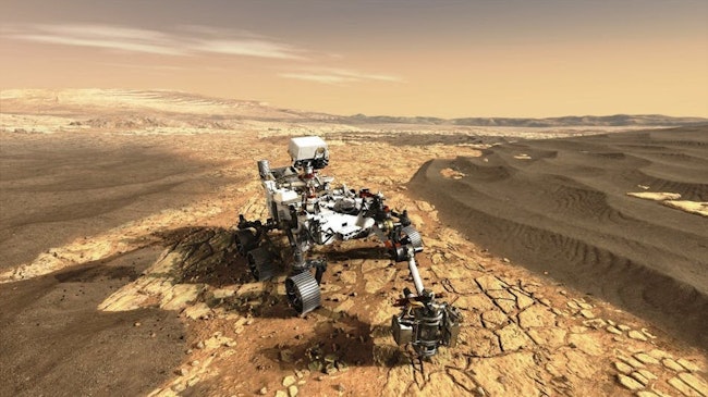 NASA's Perseverance rover on Mars. NASA image.