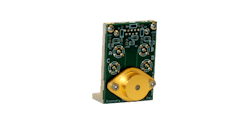 Discovery’s Space Qualified InGaAs Quad Photoreceiver in a TO-3 Package with the Evaluation Board. Discovery’s Space Qualified InGaAs Quad Photoreceiver in a TO-3 Package with the Evaluation Board.