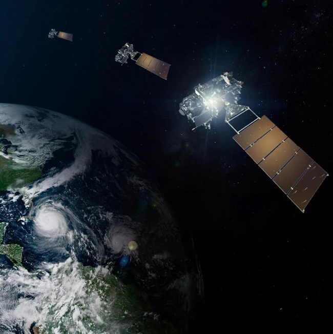 A rendering of the GeoXO constellation NOAA image.