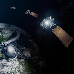 A rendering of the GeoXO constellation NOAA image. A rendering of the GeoXO constellation NOAA image.