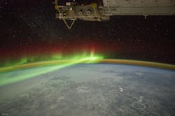 Aurora and airglow are seen from the International Space Station in 2015. Credits: NASA/JSC/ESRS. Aurora and airglow are seen from the International Space Station in 2015. Credits: NASA/JSC/ESRS.