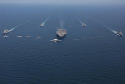 The Abraham Lincoln Carrier Strike Group (ABECSG), along with JS Inazuma (DD 105) and JS Kongo (DDG 173), from the Japan Maritime Self-Defense Force (JMSDF) completed bilateral exercises in the Philippine Sea and East China Sea. U.S. Navy photo. The Abraham Lincoln Carrier Strike Group (ABECSG), along with JS Inazuma (DD 105) and JS Kongo (DDG 173), from the Japan Maritime Self-Defense Force (JMSDF) completed bilateral exercises in the Philippine Sea and East China Sea. U.S. Navy photo.