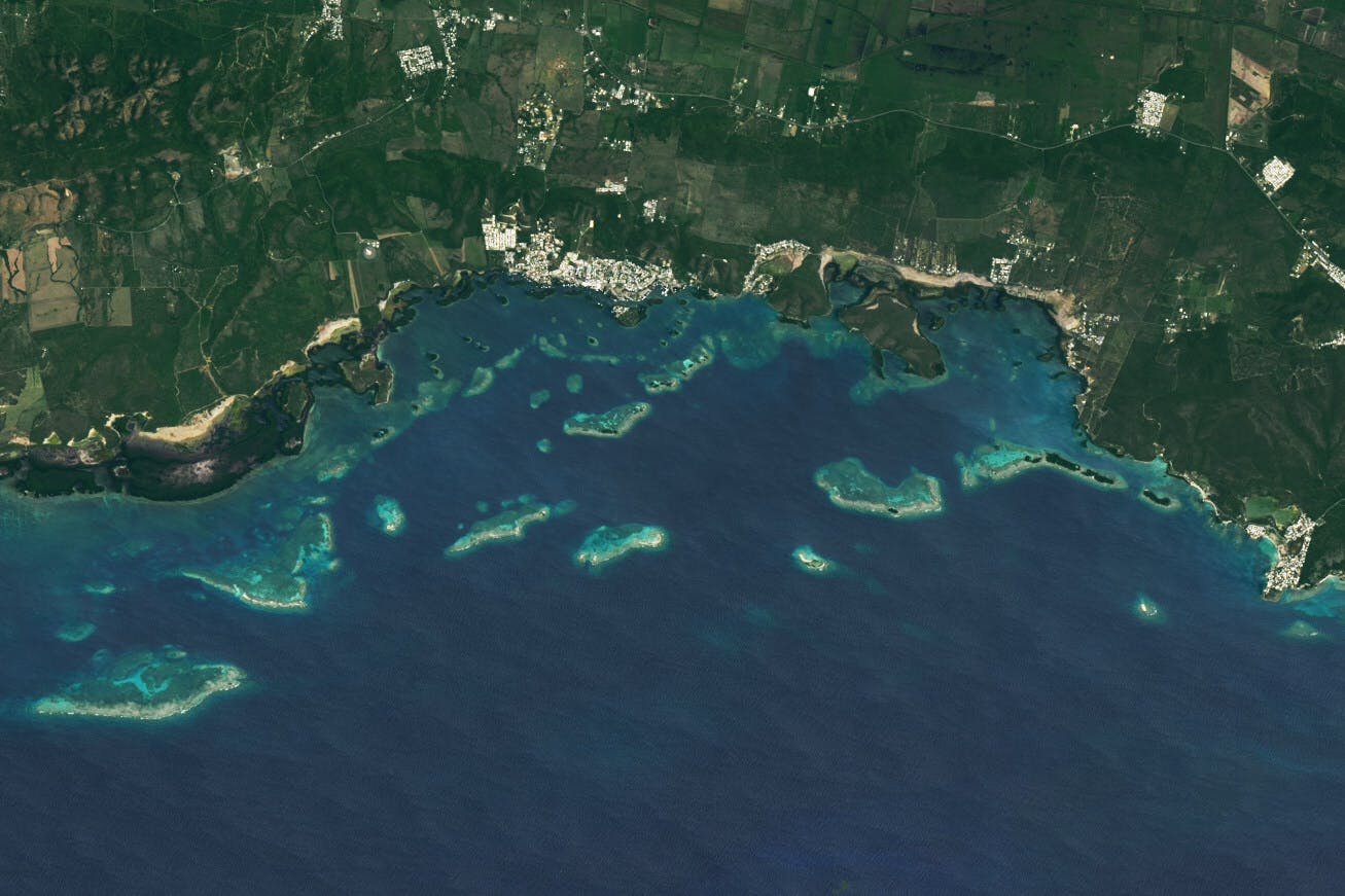 Landsat 8 image of La Parguera Natural Reserve, Puerto Rico. NASA Earth Observatory image by Michala Garrison, using Landsat data from the U.S. Geological Survey. Image by NASA.