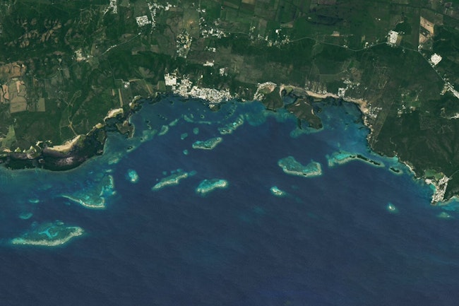 Landsat 8 image of La Parguera Natural Reserve, Puerto Rico. NASA Earth Observatory image by Michala Garrison, using Landsat data from the U.S. Geological Survey. Image by NASA.