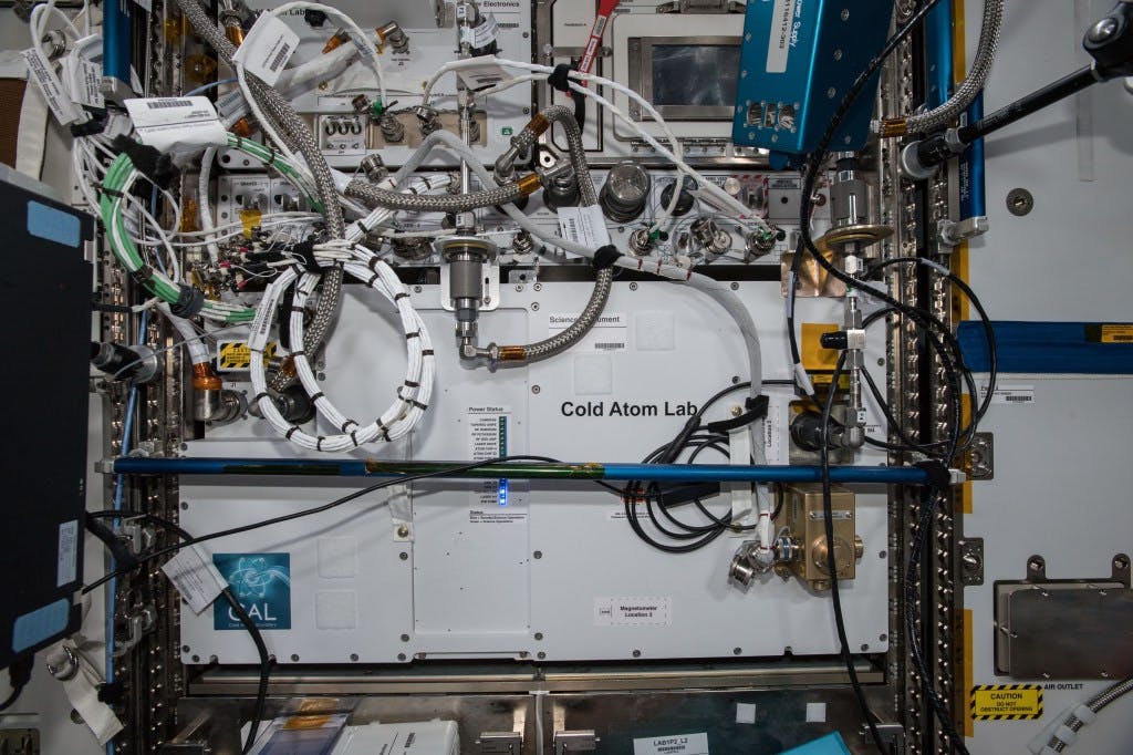 NASA&rsquo;s Cold Atom Lab, shown where it&rsquo;s installed aboard the International Space Station, recently demonstrated the use of a tool called an atom interferometer that can precisely measure gravity and other forces &mdash; and has many potential applications in space. NASA/JPL-Caltech photo.