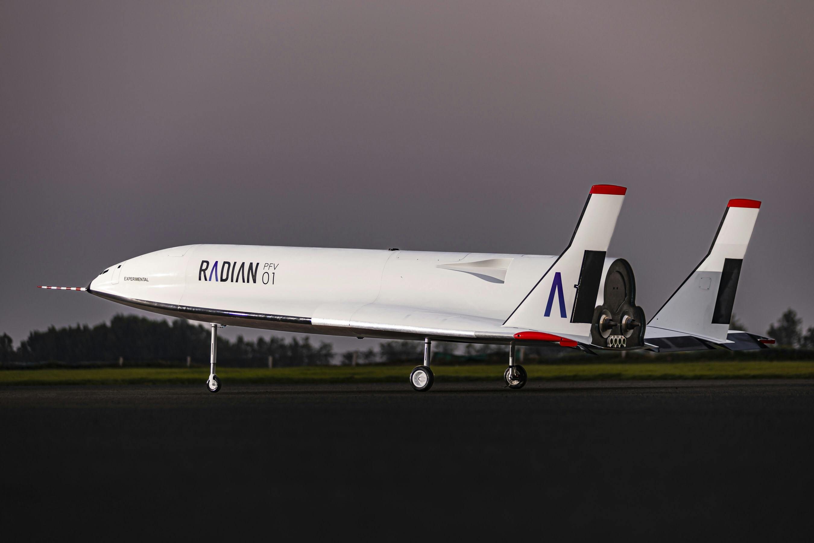Radian Aerospace's PFV01 prototype vehicle completes initial round of taxi tests. PFV01, a prototype with the same aerodynamic profile as Radian's AV09 design iteration, performed a series of pitch-up maneuvers and short hops, collecting critical data from integrated telemetry systems. Radian Aerospace image.