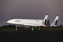 Radian Aerospace's PFV01 prototype vehicle completes initial round of taxi tests. PFV01, a prototype with the same aerodynamic profile as Radian's AV09 design iteration, performed a series of pitch-up maneuvers and short hops, collecting critical data from integrated telemetry systems. Radian Aerospace image. Radian Aerospace's PFV01 prototype vehicle completes initial round of taxi tests. PFV01, a prototype with the same aerodynamic profile as Radian's AV09 design iteration, performed a series of pitch-up maneuvers and short hops, collecting critical data from integrated telemetry systems. Radian Aerospace image.