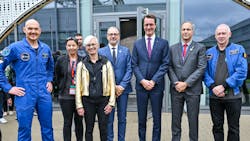 From left to right: ESA astronaut Alexander Gerst, DLR Divisional Board Member for Space Anke Pagels-Kerb, DLR Chair of the Executive Board Anke Kaysser-Pyzalla, ESA Director General Josef Aschbacher, NRW Minister President Hendrik Wüst, ESA Director for Human and Robotic Exploration Daniel Neuenschwander, and Frank De Winne, Head of the European Astronaut Training Centre EAC in Cologne and ISS Program Manager. Credit: DLR (CC BY-NC-ND 3.0). From left to right: ESA astronaut Alexander Gerst, DLR Divisional Board Member for Space Anke Pagels-Kerb, DLR Chair of the Executive Board Anke Kaysser-Pyzalla, ESA Director General Josef Aschbacher, NRW Minister President Hendrik Wüst, ESA Director for Human and Robotic Exploration Daniel Neuenschwander, and Frank De Winne, Head of the European Astronaut Training Centre EAC in Cologne and ISS Program Manager. Credit: DLR (CC BY-NC-ND 3.0).