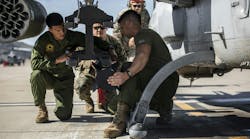 U.S. Marines with Marine Light Attack Helicopter Squadron 267 load a joint air-to-ground missile (JAGM) onto an AH-1Z Viper attack helicopter. U.S. Marines with Marine Light Attack Helicopter Squadron 267 load a joint air-to-ground missile (JAGM) onto an AH-1Z Viper attack helicopter.