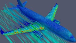In the project, physically comprehensive digital modeling and simulation methods were developed for aircraft and engine design. This image depicts a flow simulation around a passenger aircraft under realistic flight conditions. Credit: DLR (CC BY-NC-ND 3.0). In the project, physically comprehensive digital modeling and simulation methods were developed for aircraft and engine design. This image depicts a flow simulation around a passenger aircraft under realistic flight conditions. Credit: DLR (CC BY-NC-ND 3.0).