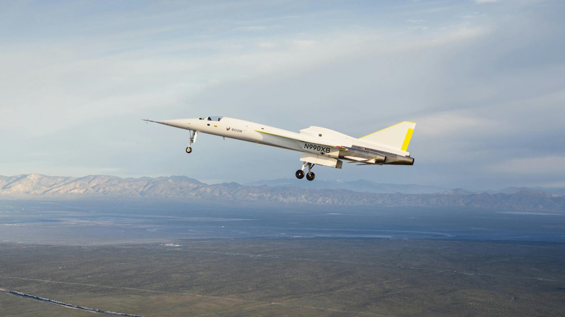 Boom Supersonic's XB-1 test aircraft's first flight in March 2024. Boom Supersonic photo.