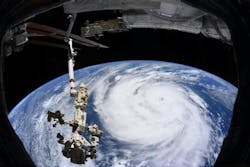 Hurricane Ida, as seen from the International Space Station. NASA-developed technology onboard MuSat2 will help supply the U.S. Air Force with critical data for producing reliable weather forecasts. NASA image. Hurricane Ida, as seen from the International Space Station. NASA-developed technology onboard MuSat2 will help supply the U.S. Air Force with critical data for producing reliable weather forecasts. NASA image.