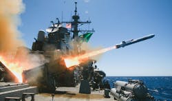 The Navy destroyer USS Fitzgerald (DDG 62) fires the Naval Strike Missile during a recent at-sea exercise. The Navy destroyer USS Fitzgerald (DDG 62) fires the Naval Strike Missile during a recent at-sea exercise.