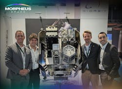 Morpheus President Kevin Lausten, D-Orbit VP of Commercial Strategy Matteo Lorenzoni, Morpheus Space CEO Daniel Bock and D-Orbit Sales Specialist Matteo Zeni. Morpheus Space photo. Morpheus President Kevin Lausten, D-Orbit VP of Commercial Strategy Matteo Lorenzoni, Morpheus Space CEO Daniel Bock and D-Orbit Sales Specialist Matteo Zeni. Morpheus Space photo.