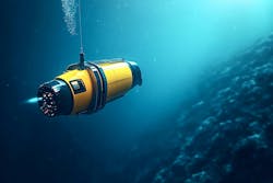An artist's rendering of a future remotely operated underwater vehicle exploring the deep ocean floor. An artist's rendering of a future remotely operated underwater vehicle exploring the deep ocean floor.