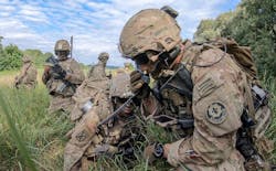 An Army soldier provides a status update to his higher command using the Nett Warrior system during an exercise in Europe. An Army soldier provides a status update to his higher command using the Nett Warrior system during an exercise in Europe.