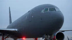 A new KC-46A Pegasus arrives at Joint Base McGuire-Dix-Lakehurst, New Jersey in 2022, for the 305th and 514th Air Mobility Wings that operate the aircraft.
