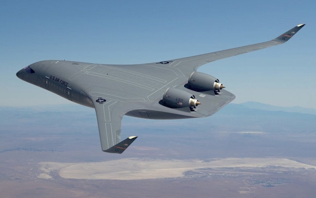 BAE Systems will deliver and integrate next-generation active control sidesticks on JetZero’s new blended-wing body aircraft. BAE Systems image.